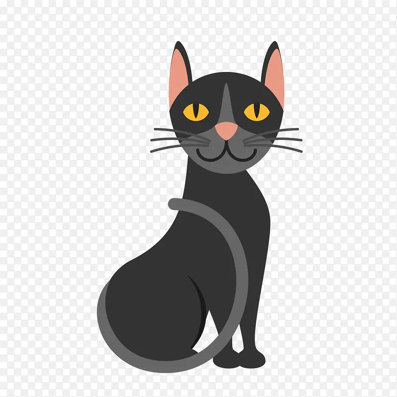 扁平化黑色的猫咪设计
