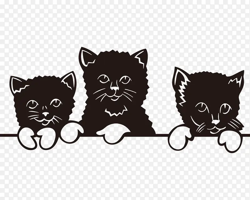 三个小猫手绘