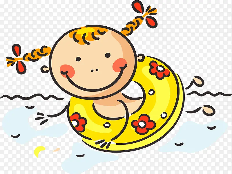 卡通可爱婴儿游泳