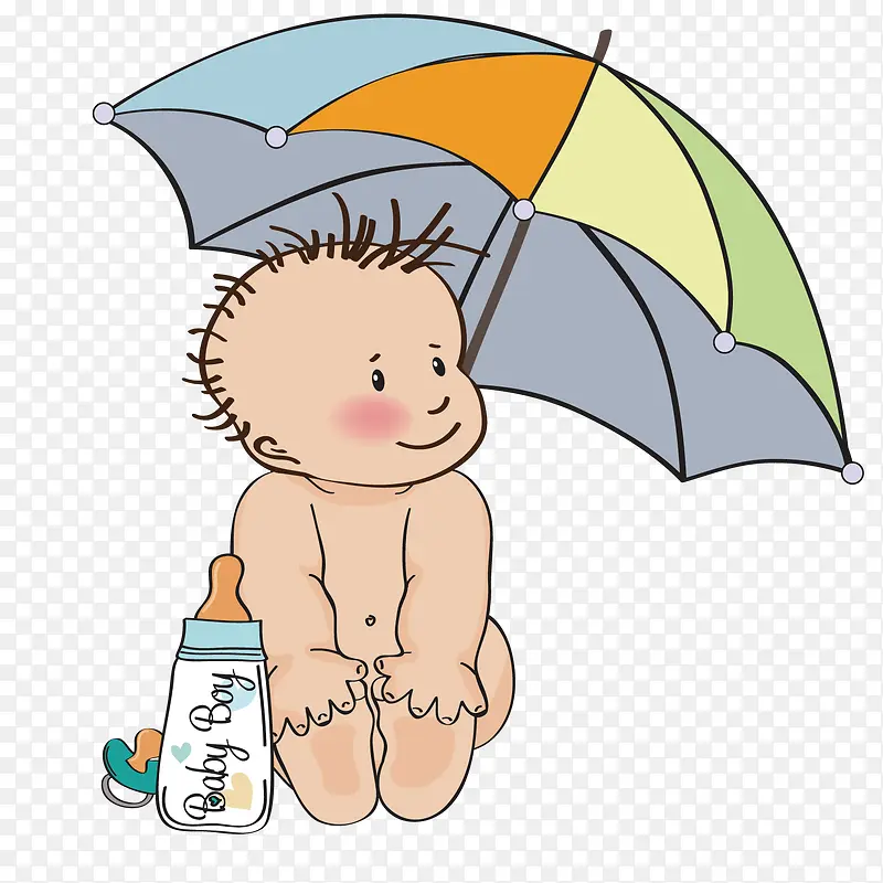 撑伞的婴儿