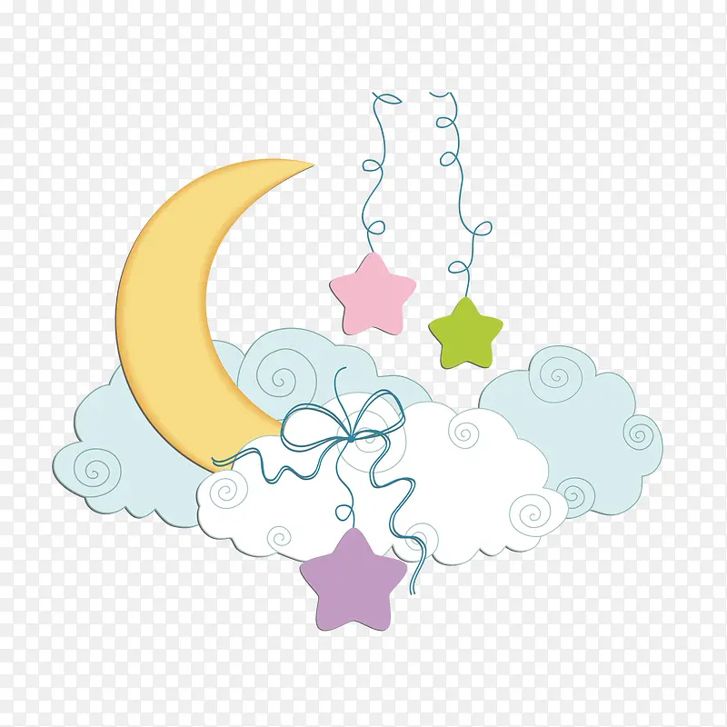 卡通月亮星星母婴店装饰元素