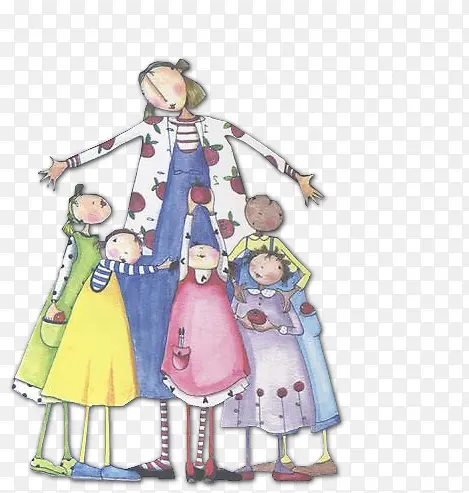 卡通母亲抱小孩温馨插图