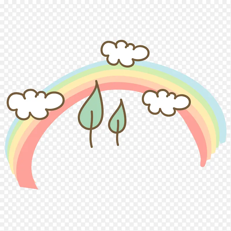 卡通彩虹云朵树
