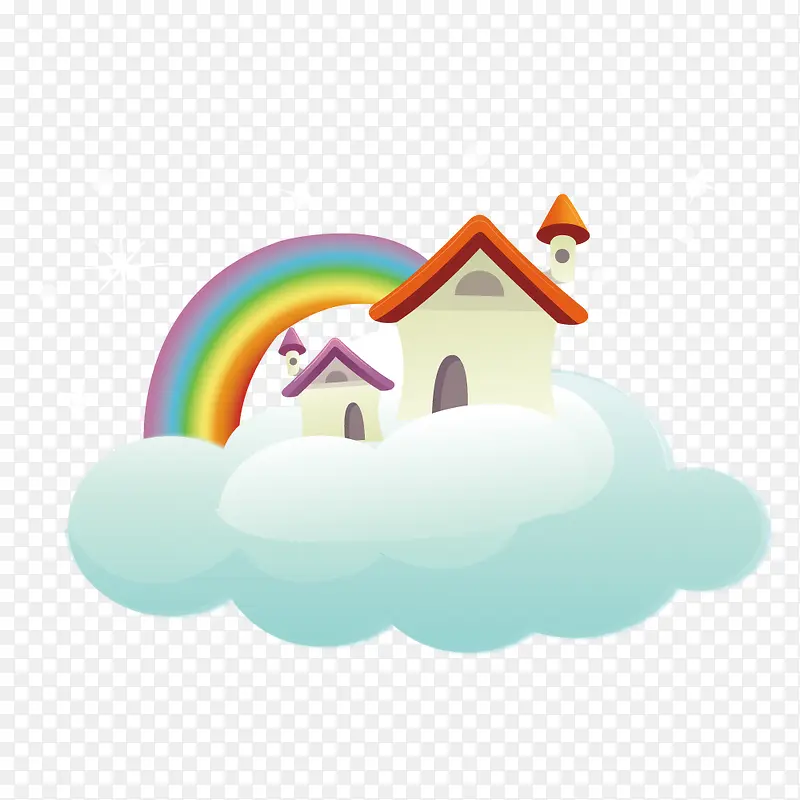彩虹云朵下的房子