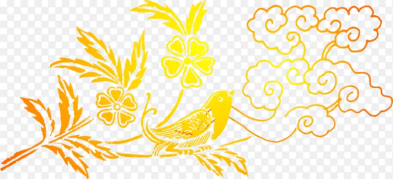 手绘新年渐变创意花纹
