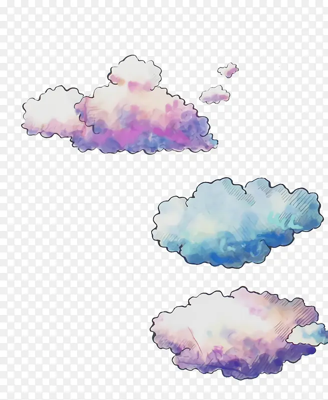 手绘彩色云朵