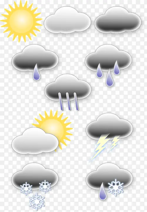 太阳云朵乌云雨滴