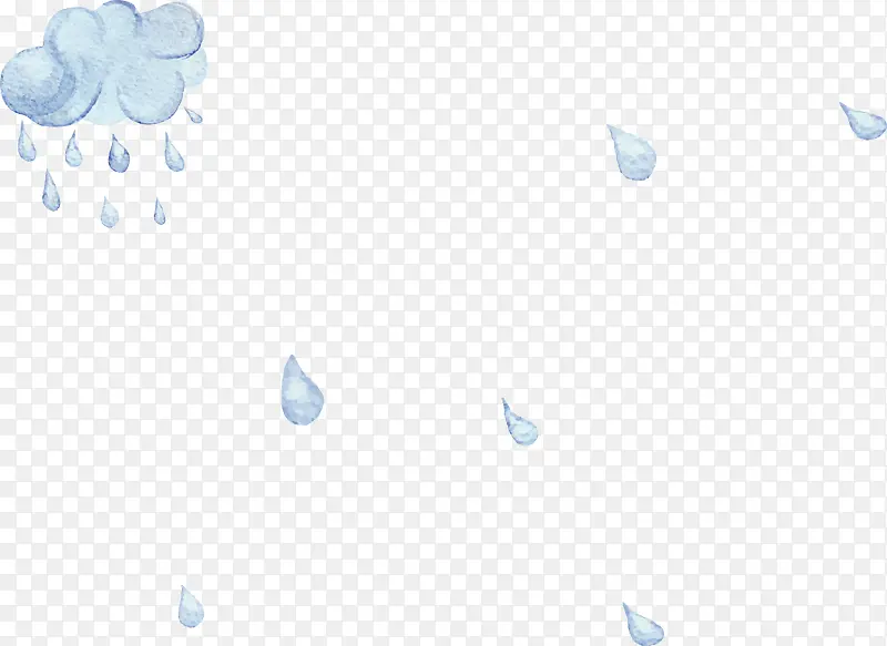 手绘云朵雨滴