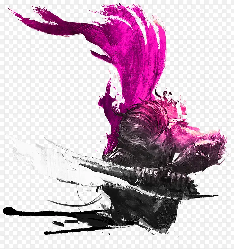 紫色大气武士装饰图案