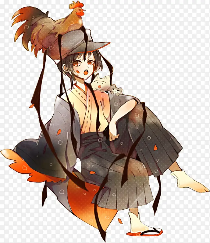 卡通立绘武士男孩