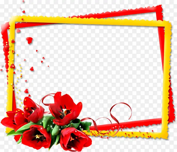 红色鲜花花卉红黄边框
