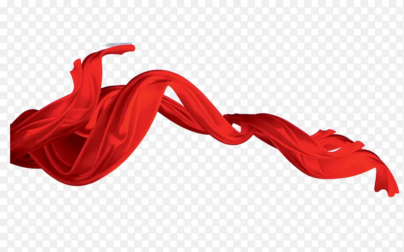 红色漂浮丝绸丝带