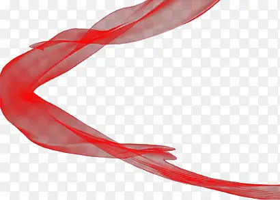 手绘漂浮红色丝带