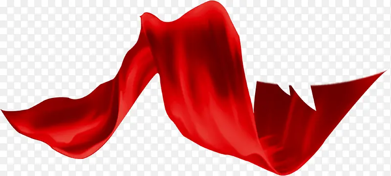 红色手绘漂浮丝带装饰