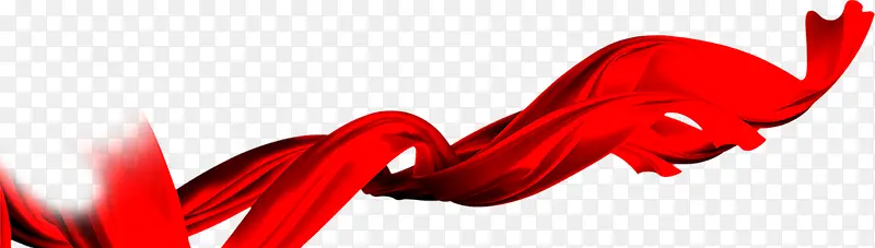 红色手绘漂浮丝带