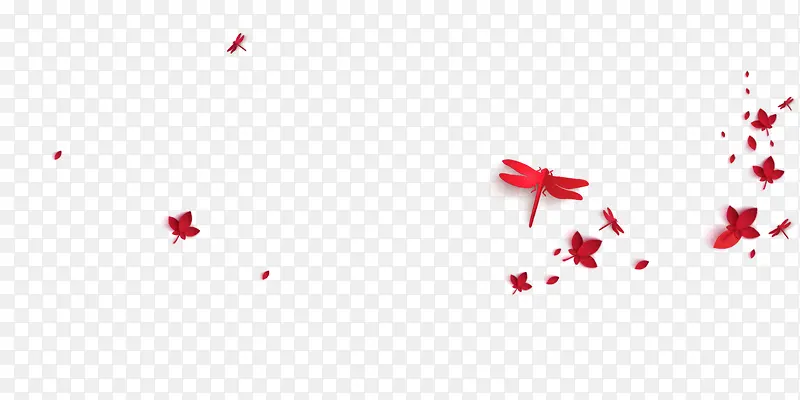红色蜻蜓花瓣喜庆中国风新年