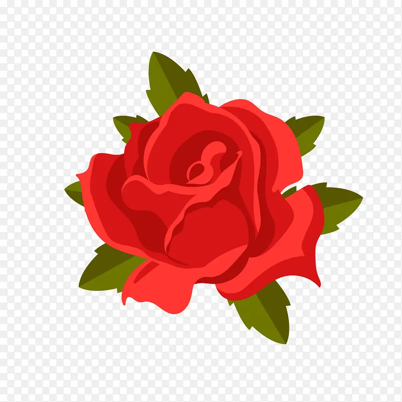 红色玫瑰花卡通植物