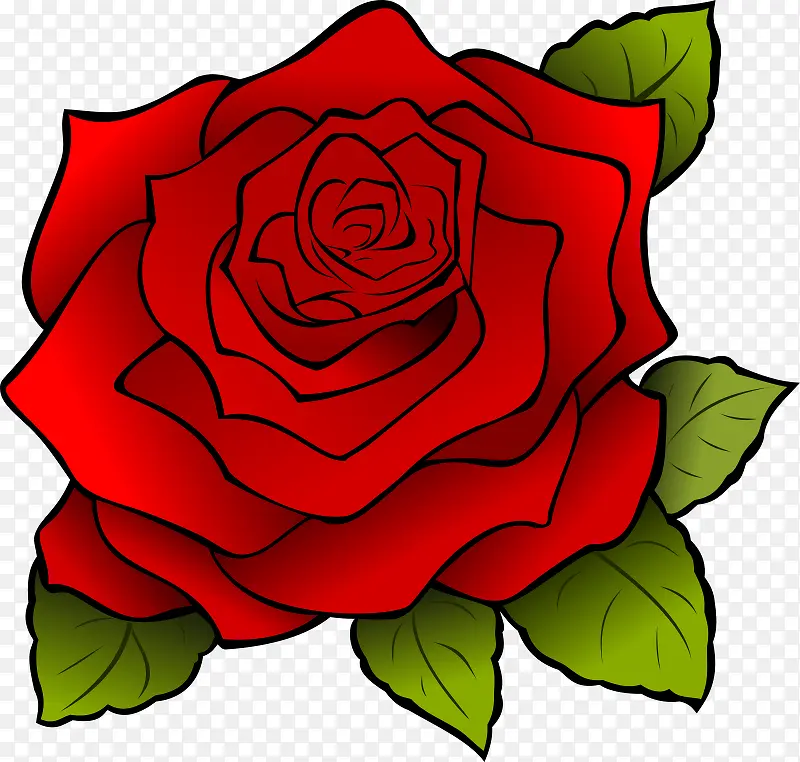 红色的卡通玫瑰花