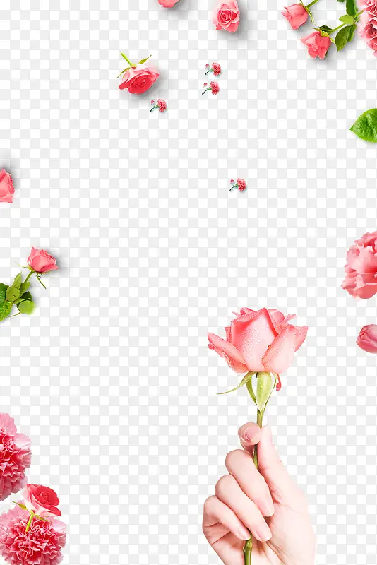 情人节粉色玫瑰花装饰