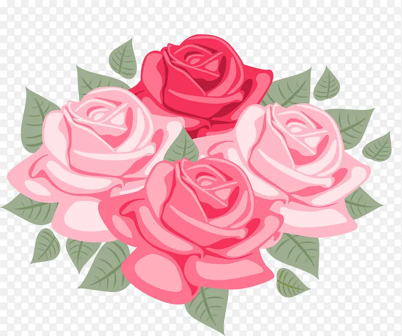 手绘卡通玫瑰花装饰图案