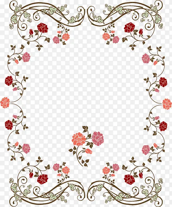 玫瑰花边框设计素材