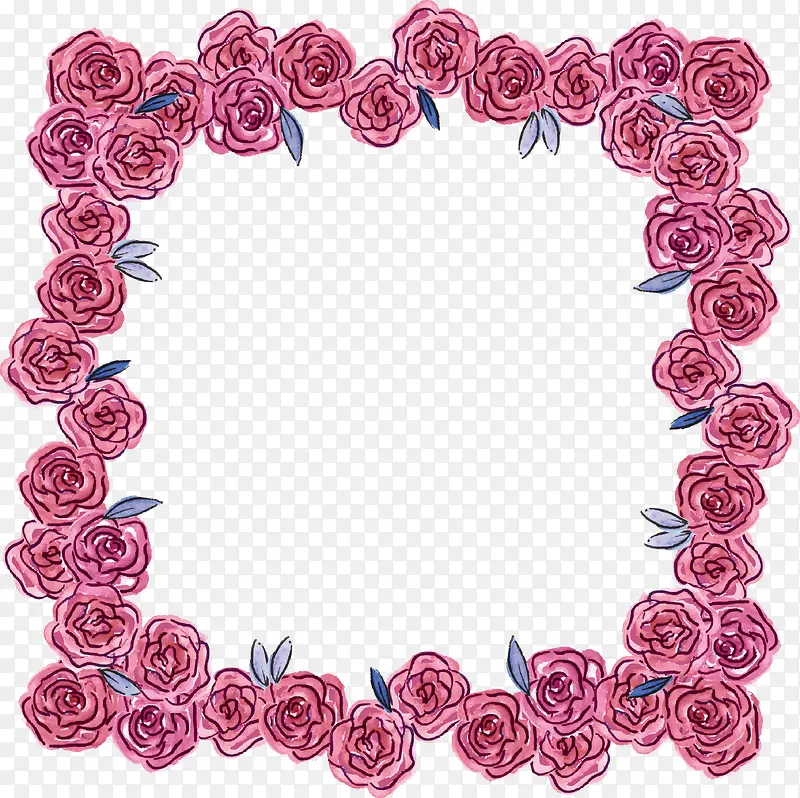 粉红色玫瑰花边框