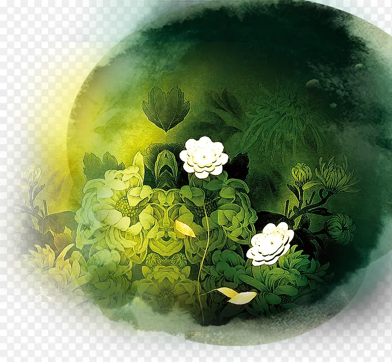 中国风水墨花朵图