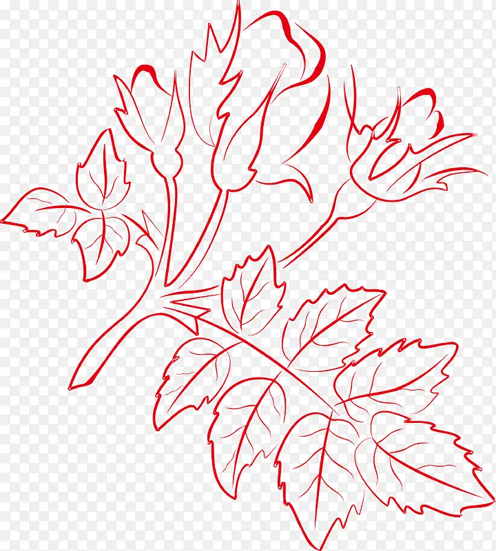 手绘玫瑰花植物素材图
