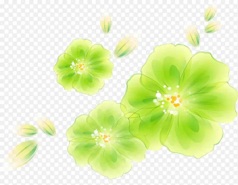绿色水墨花朵图案