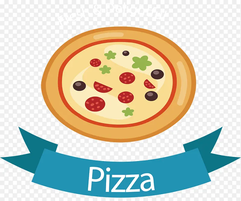 卡通披萨食物矢量图