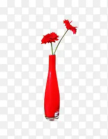 红色花瓶插花花朵