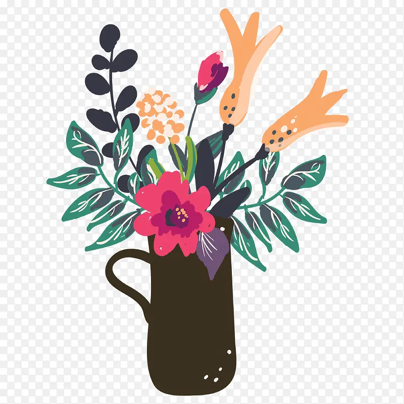 黑色花瓶植物装饰