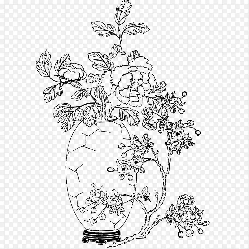 白描花瓶