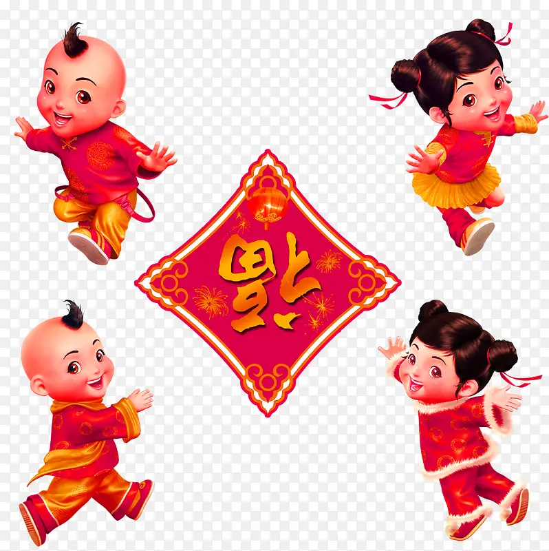 红色中国风福字装饰图案