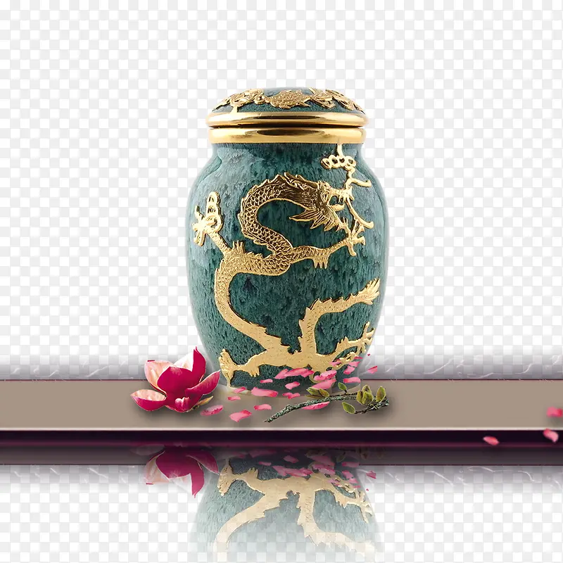 狗爱情摄影绿色的中国龙花瓶
