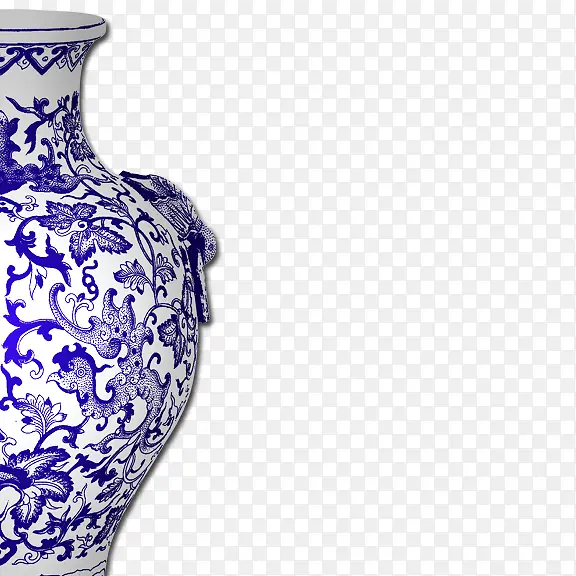 蓝色青花瓷花瓶