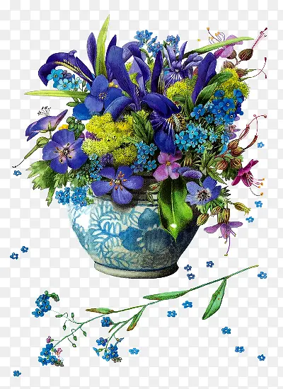 蓝色插花花瓶