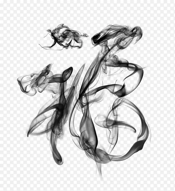 黑色水墨福字装饰