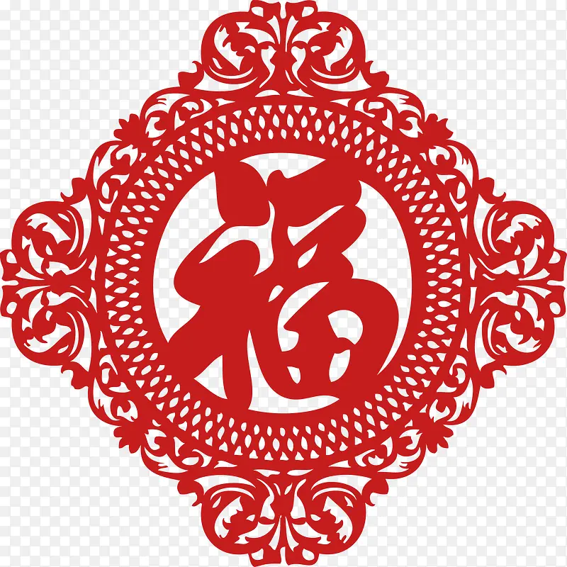 红色中国风福字花纹装饰