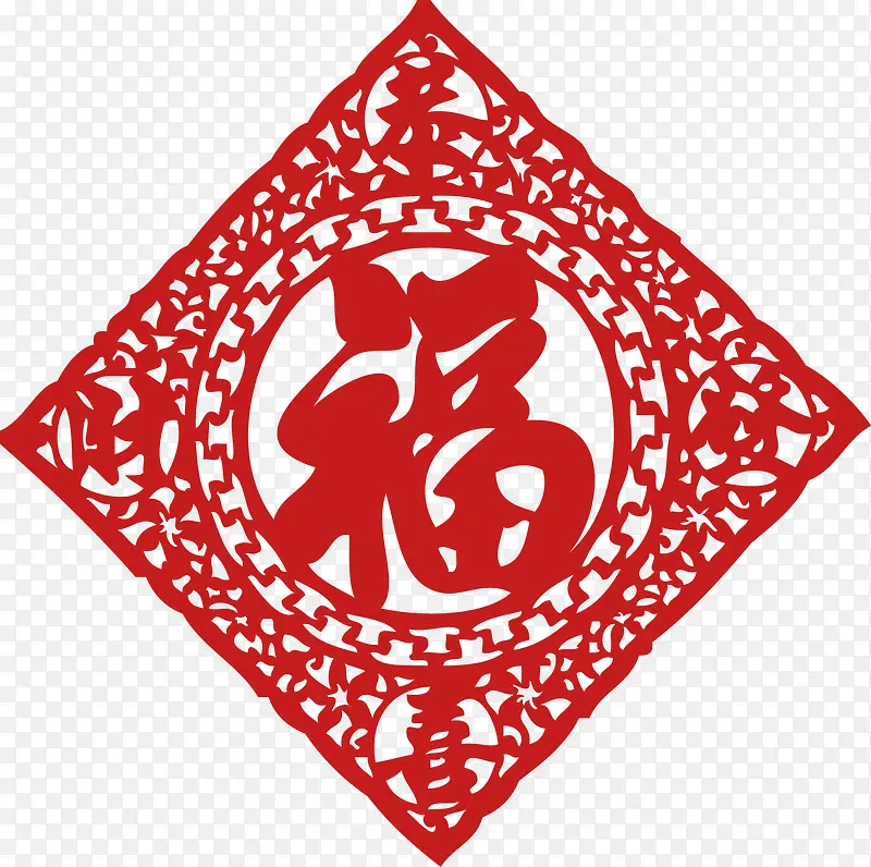 红色中国风福字贴纸
