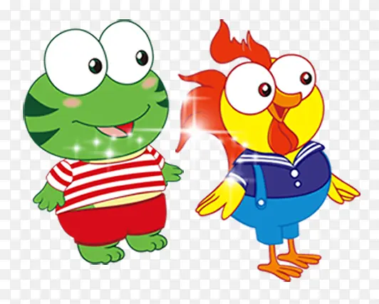 卡通青蛙和小鸡