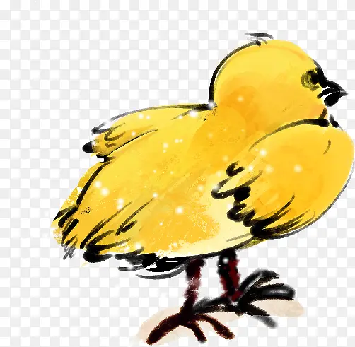 黄色卡通水彩小鸡