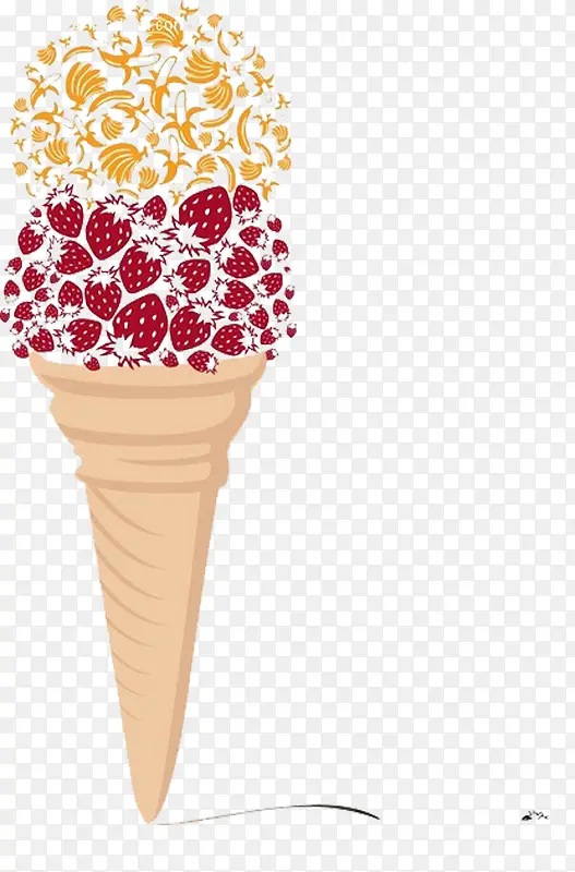 草莓香蕉冰淇淋图片素材