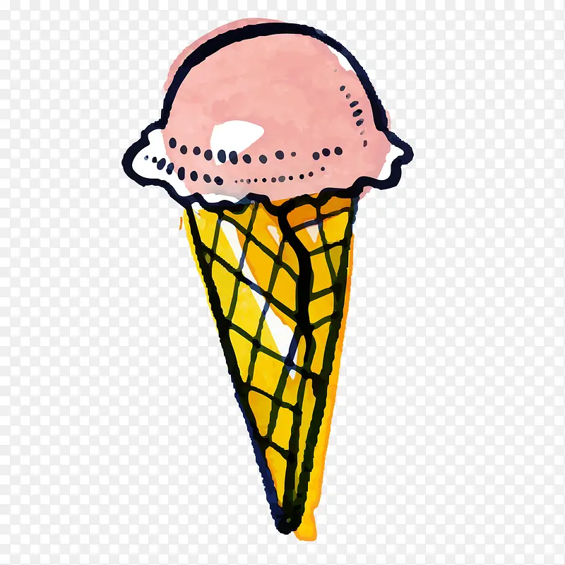 卡通手绘彩绘甜筒冰淇淋