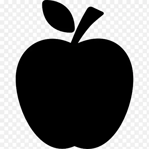 苹果的黑色剪影与叶图标