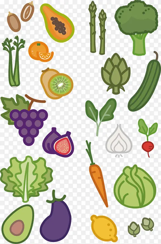 水果蔬菜卡通矢量图