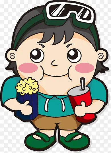 六一儿童节61卡通男孩吃爆米花可爱