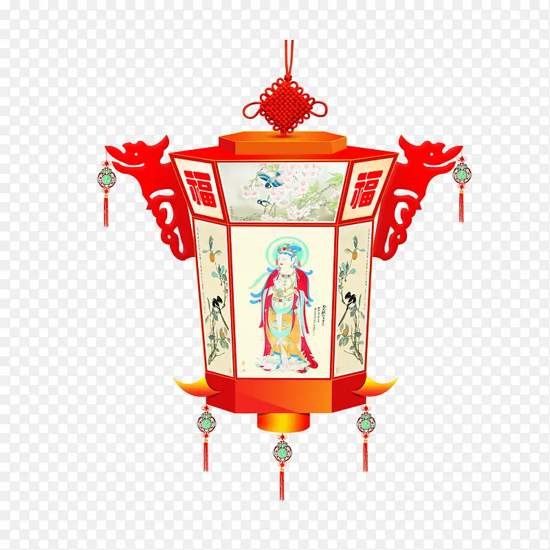 中国风红色人物灯笼