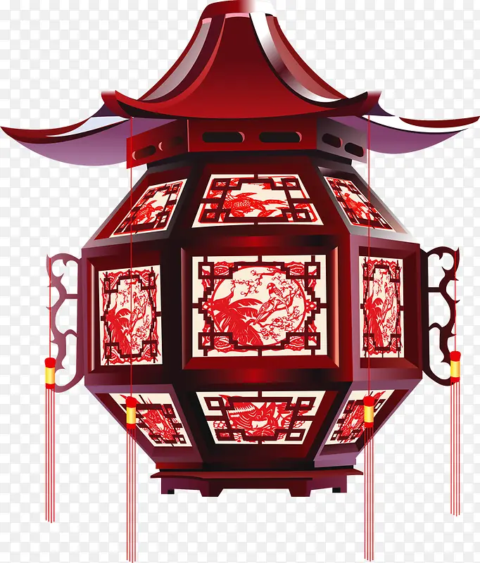 中国风手绘红色灯笼装饰