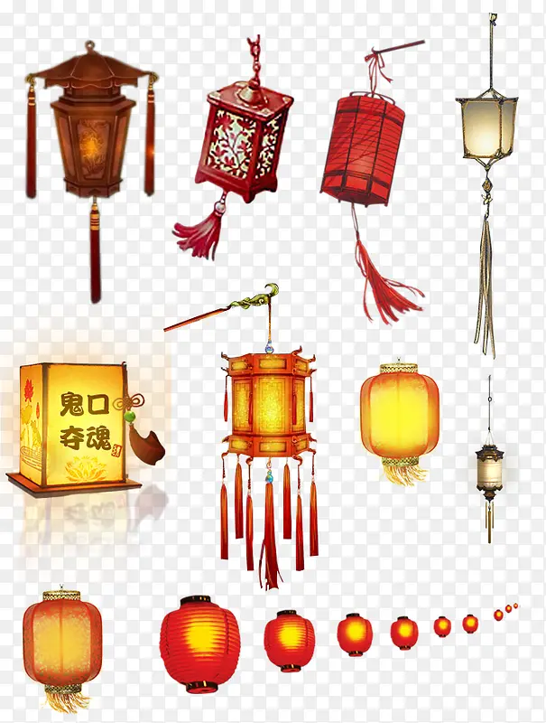 中国风黄红色灯笼装饰